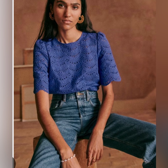 Sezane Tops - Sezane Lisa Blouse size 36 Blue Electrique